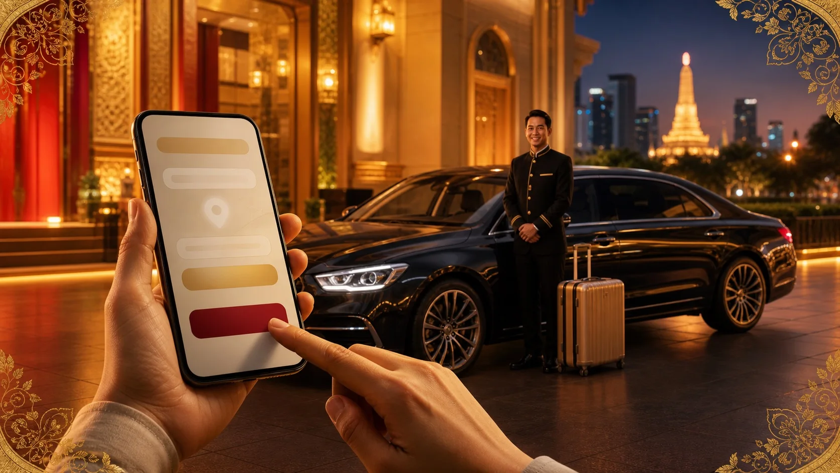 Booking a private Bangkok taxi with driver and luxury sedan